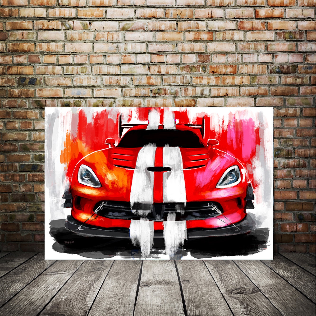 Viper Srt Acr Red With White Stripes Canvas Print Gift For Etsy