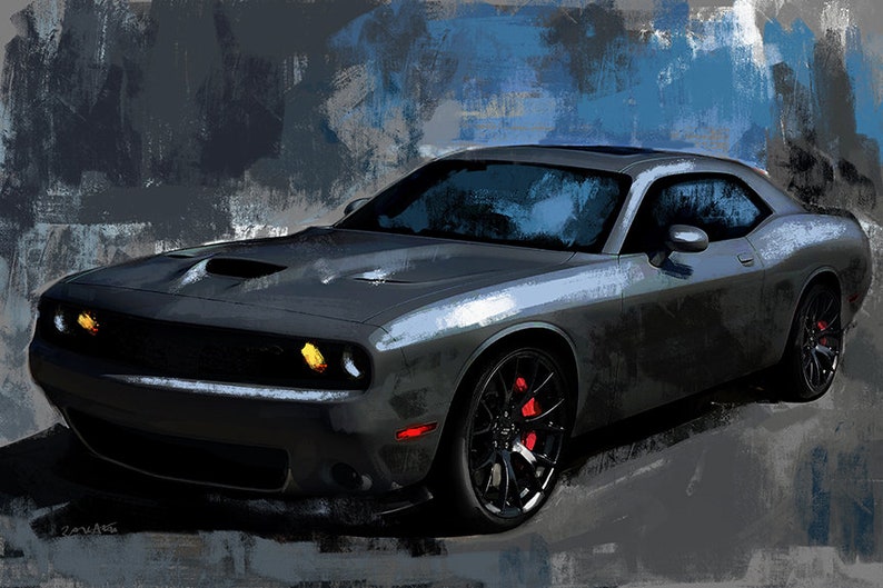 Dodge Challenger RT SRT canvas painting burn out hellcat Etsy
