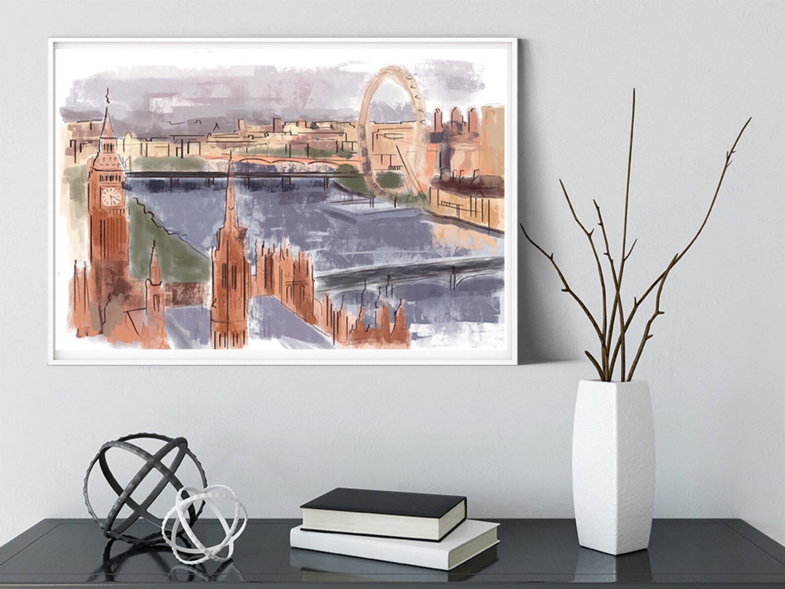 London England painting Canvas art print British Painting Etsy