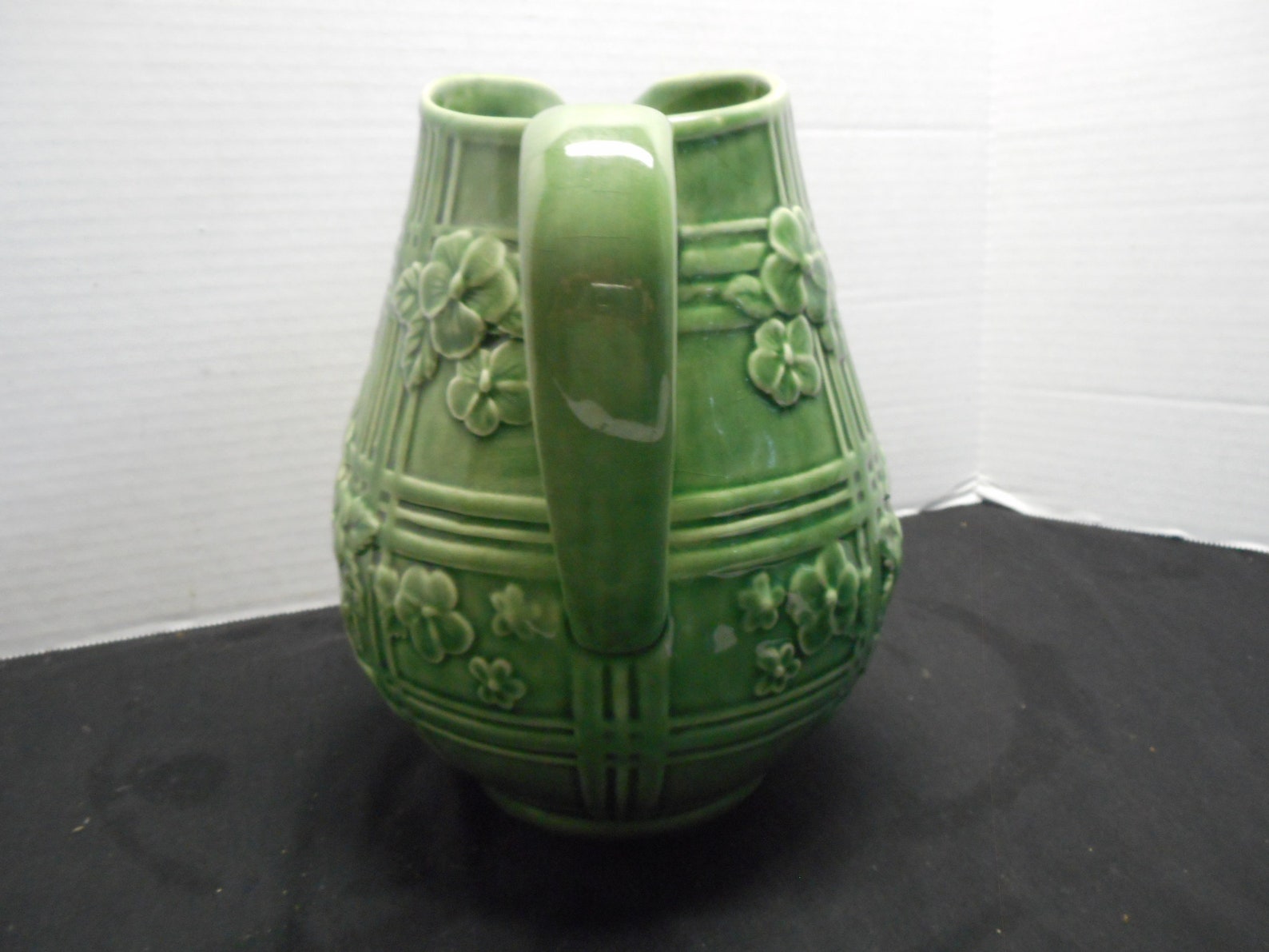 Vintage Green Pottery Pitcher Made in Portugal Etsy