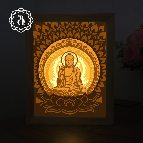 Buddha Light box Template, Paper Cutting Template, 3D Shadow Box SVG Lightbox SVG Files