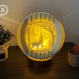 Deer Sphere Pop Up SVG fichiers, Merry Christmas Sphere Pop-Up , Xmas Paper Cutting Template, Pop-up Card 3D