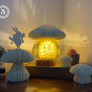 Paper Craft Mushroom And Princess, Mushroom pop-up Card 3D, Mushroom House for Fairy Craft SVG Files