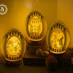 Combo 3 Huevos de Pascua Popup SVG - Archivos SVG de una pareja de conejitos de Pascua súper lindos - Huevos de Pascua de conejo