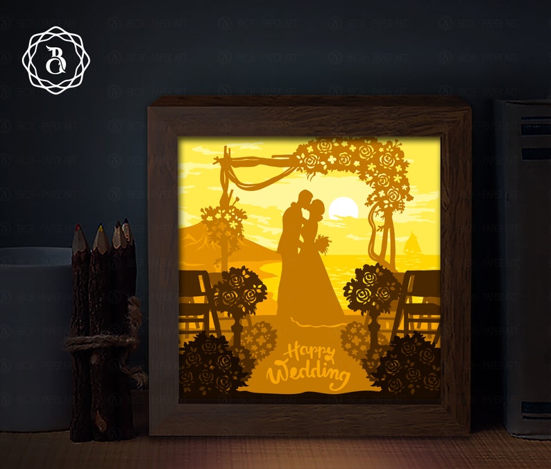 Happy Wedding Shadow Box SVG Happy Anniversary Lightbox - Etsy