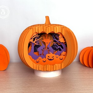 Halloween Pumpkin Paper- Paper Cutting Template File- SVG Files - Digital Files - Halloween Pop-up Lighting - Pumpkin Popup