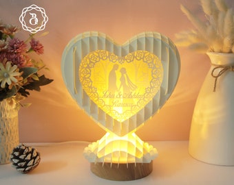 Produtos personalizados coração de casamento pop up 3D - presente de casamento feliz - cartão pop up 3D