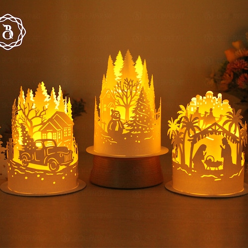 Combo 3 Items Paper Lanterns for Christmas Paper Cutting Etsy Australia