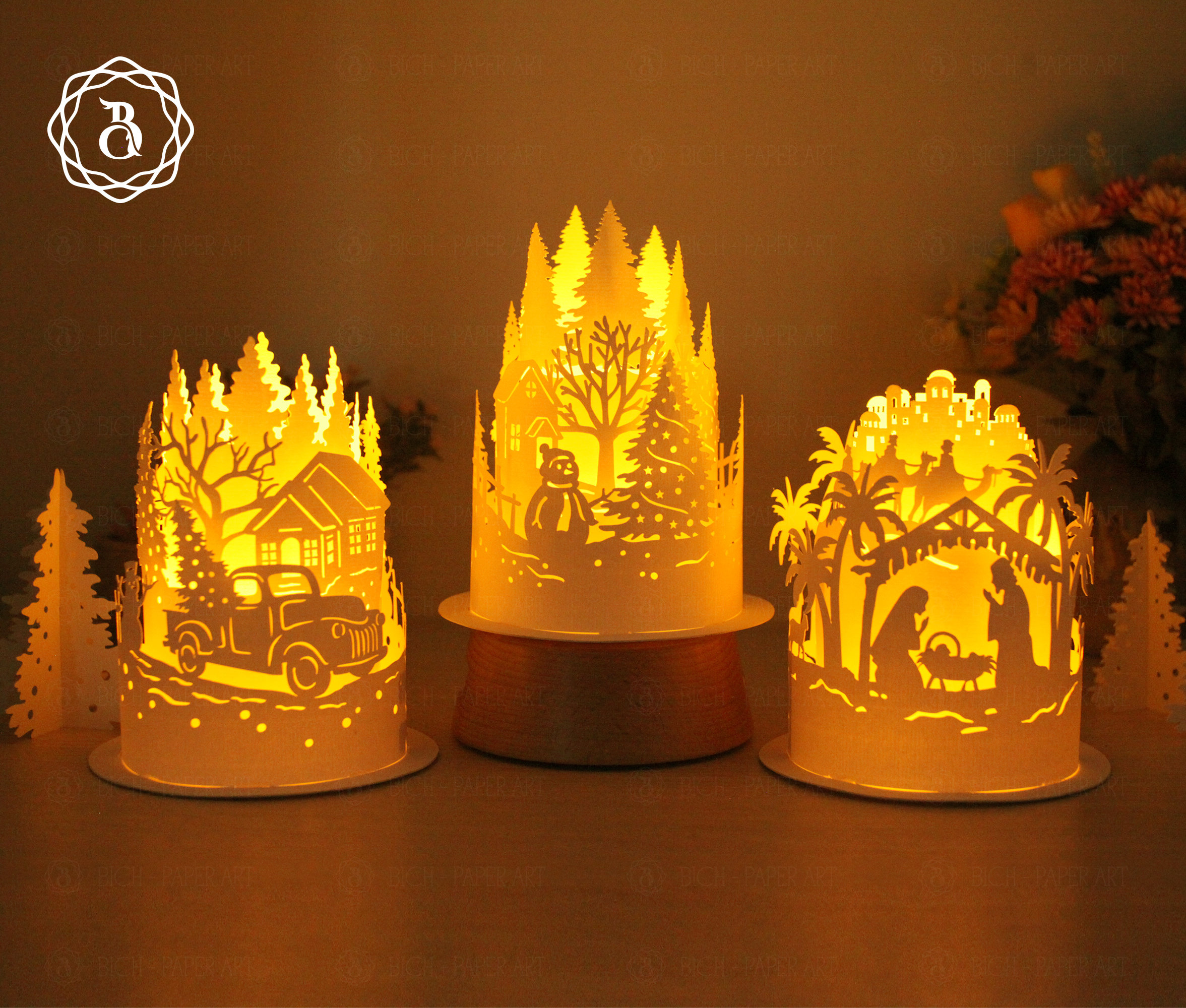 Combo 3 Items Paper Cut Lamp for Christmas DIY Paper Cut - Etsy
