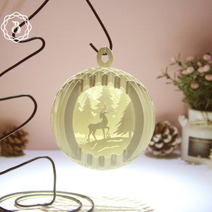 Kersthertenbol Popup Mini SVG - Merry Christmas Popup 3D-kaart - Kerstdecoratie DIY - Kerstlantaarns