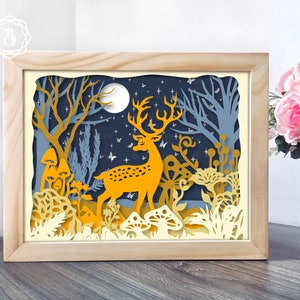 Deer Shadow Box SVG: Fairy Forest Paper Cutting Template (Digital Download)