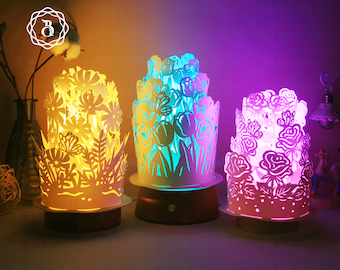 Floral Paper Lantern SVG: DIY Paper Cut Lamp Template (Digital Download)