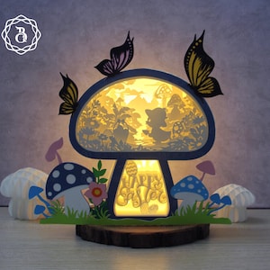 Fichiers Svg Shadow Box Super mignons canetons de Pâques, décorations de champignons de Pâques bricolage