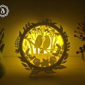 Love Birds Shadow Box SVG: Couple Gift, 3D Paper Cut Template (Digital Download)