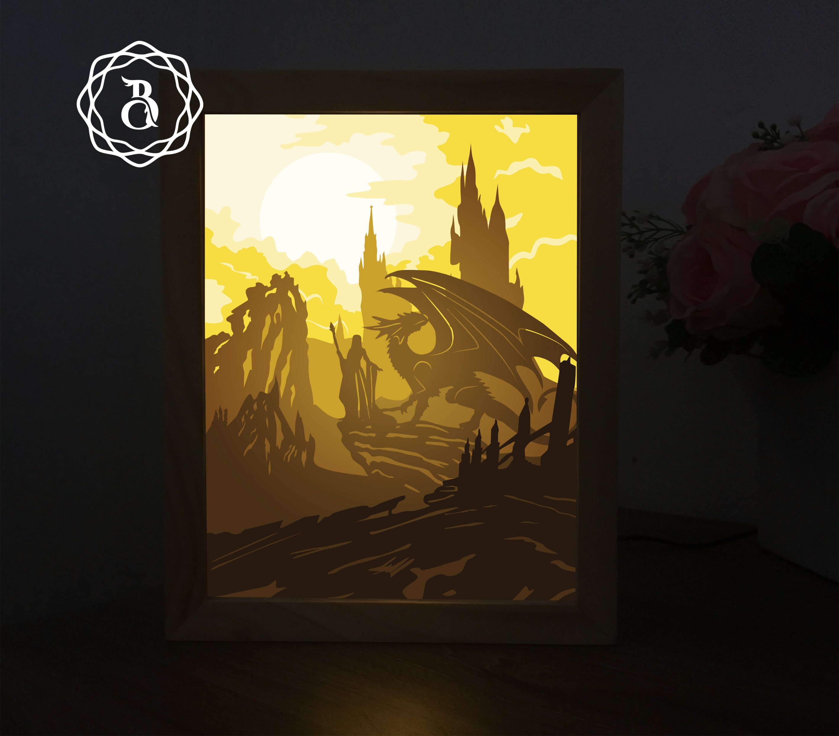 Dragon With Girl Light Box Template Paper Cutting Template - Etsy