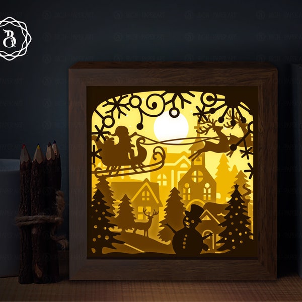 Santa Claus And Reindeer Light Box Template, Merry Christmas 3D Shadow box SVG, Paper Cutting Template, Light Box SVG Files Santa Claus And Reindeer Light Box Template, Merry Christmas 3D Shadow box SVG, Paper Cutting Template, Light Box SVG Files