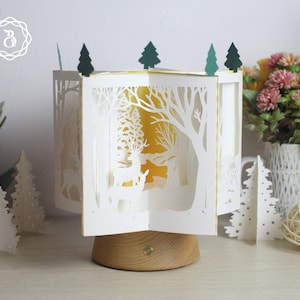 Hirsch Weihnachten Buch Sterne Laterne 3D SVG, DIY Papierlaternen, 3D Papier Sterne Vorlage, Stern Buch Papier Handwerk, Weihnachten Dekoration Handmade