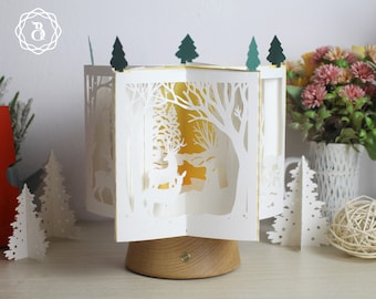 Deer Christmas Book Star Lantern 3D SVG: DIY Paper Craft (Digital Download)