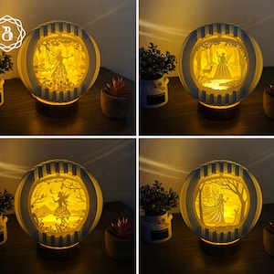 Esfera emergente 3D de hadas de las cuatro estaciones, plantilla de corte de papel, globo emergente - Archivos SVG - Tarjeta emergente 3D