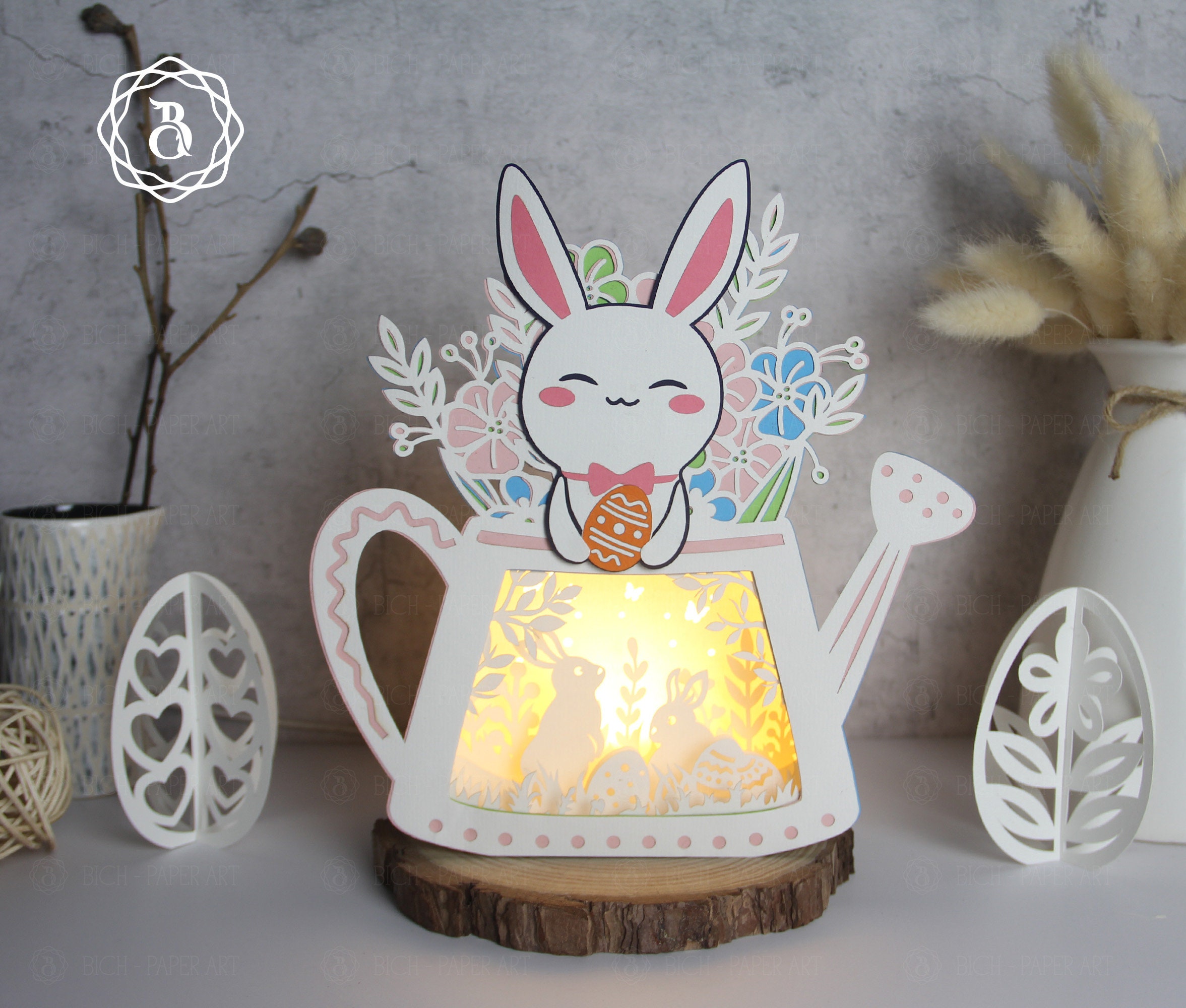 ②Rabbit-PaperCutting- Little RED RIDING HOOD Papercut in Shadow Box - Hand-Cut