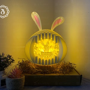 Lapin dessin oeufs de Pâques sphère Popup 3D SVG - Super mignon lapin de Pâques SVG - oeuf de Pâques SVG