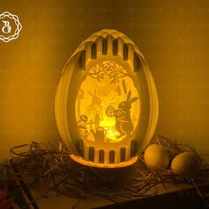 Super süßes Osterhasenpaar SVG - Ostern SVG-Dateien - 3d Ei SVG Sphere Popup - Osterdekoration