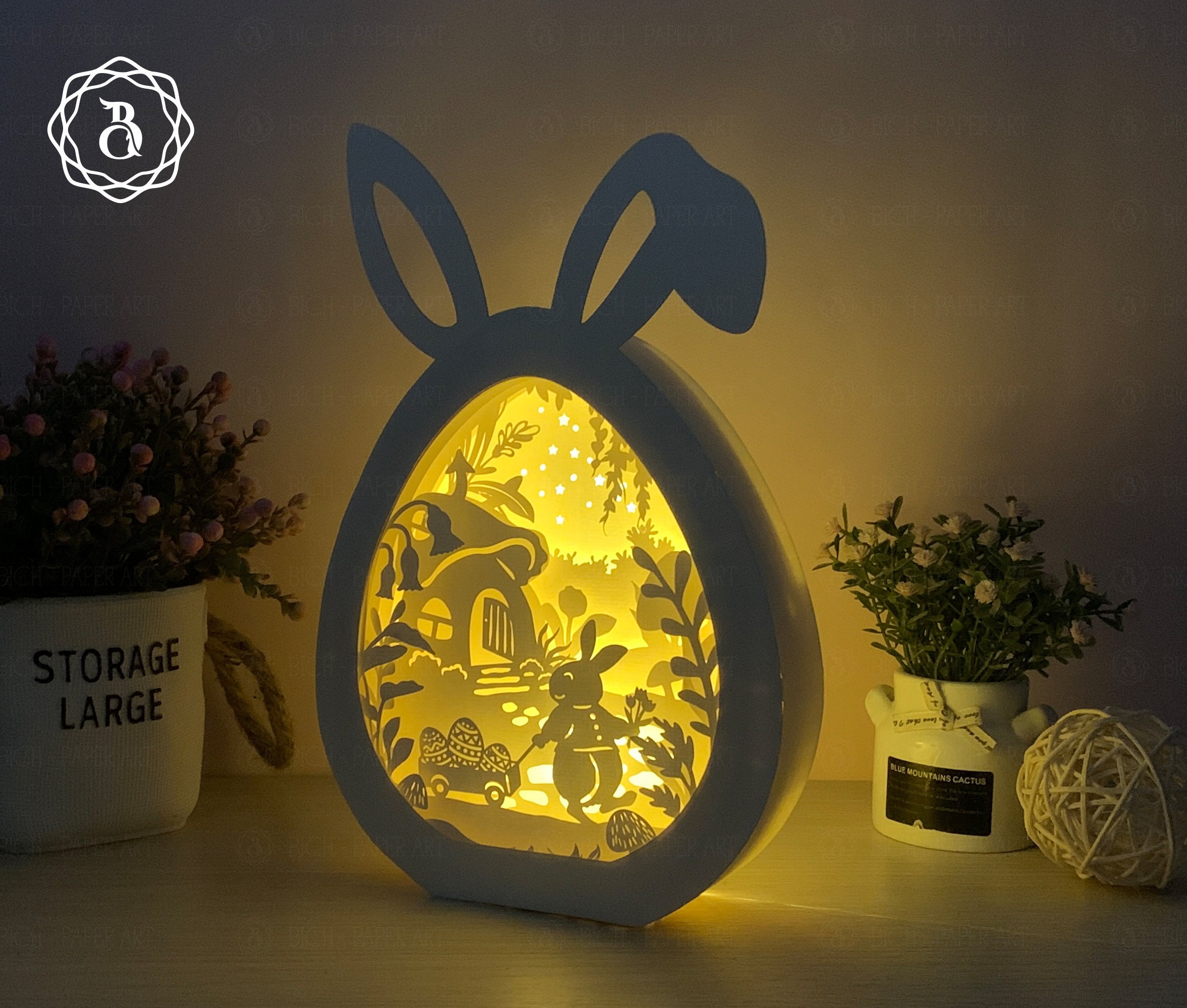 Buy Easter Bunny Egg Shadow Box SVG: Paper Cut Template (digital ...
