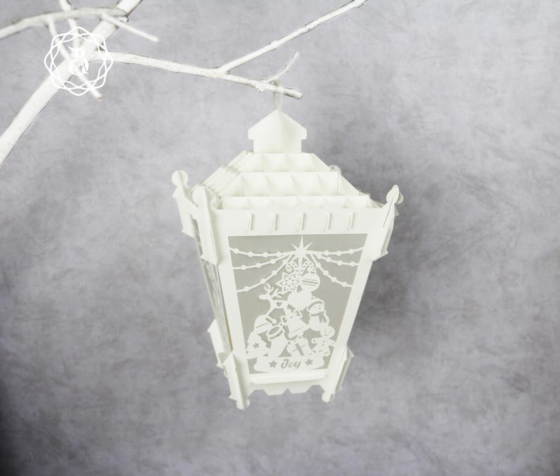 Pack 3 Paper Lanterns Merry Christmas SVG, Paper Lamp Candle Holder