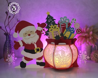 Paper Lanterns Santa Claus Gift Sack With Christmas Bird Patterns For Cricut SVG