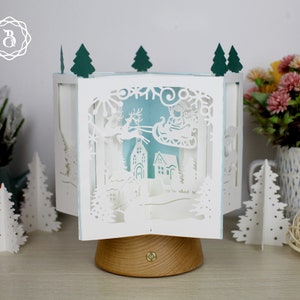 Kerst Kerstman Boek Ster Lantaarn 3D SVG, DIY Papieren Lantaarns, 3D Papieren Ster Sjabloon, Ster Boek Papier Ambacht, Kerstversiering