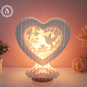 Kolibri an der Blumen Pop-up-Herz SVG, Kolibri Liebe Papier geschnitten Kunst, Kolibri Geschenke
