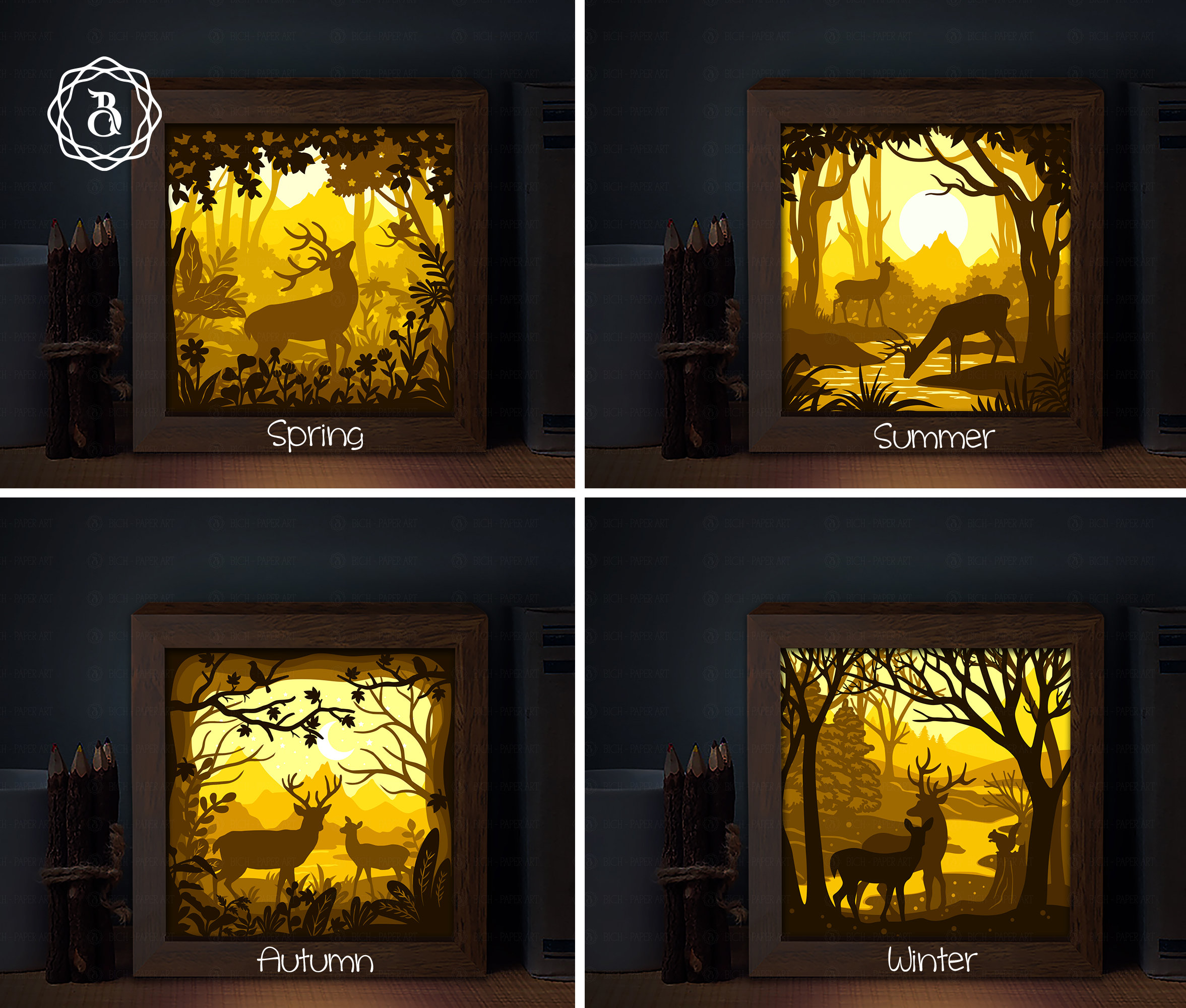 Template designs to create a 3D light boxes of landscapes in the world