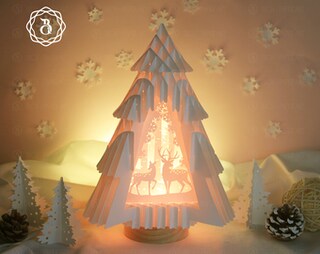 Biglietto Di Natale Pop-Up 3D | Cervi E Pettirossi Nel Bosco | Taglio Laser | 24x15 Cm