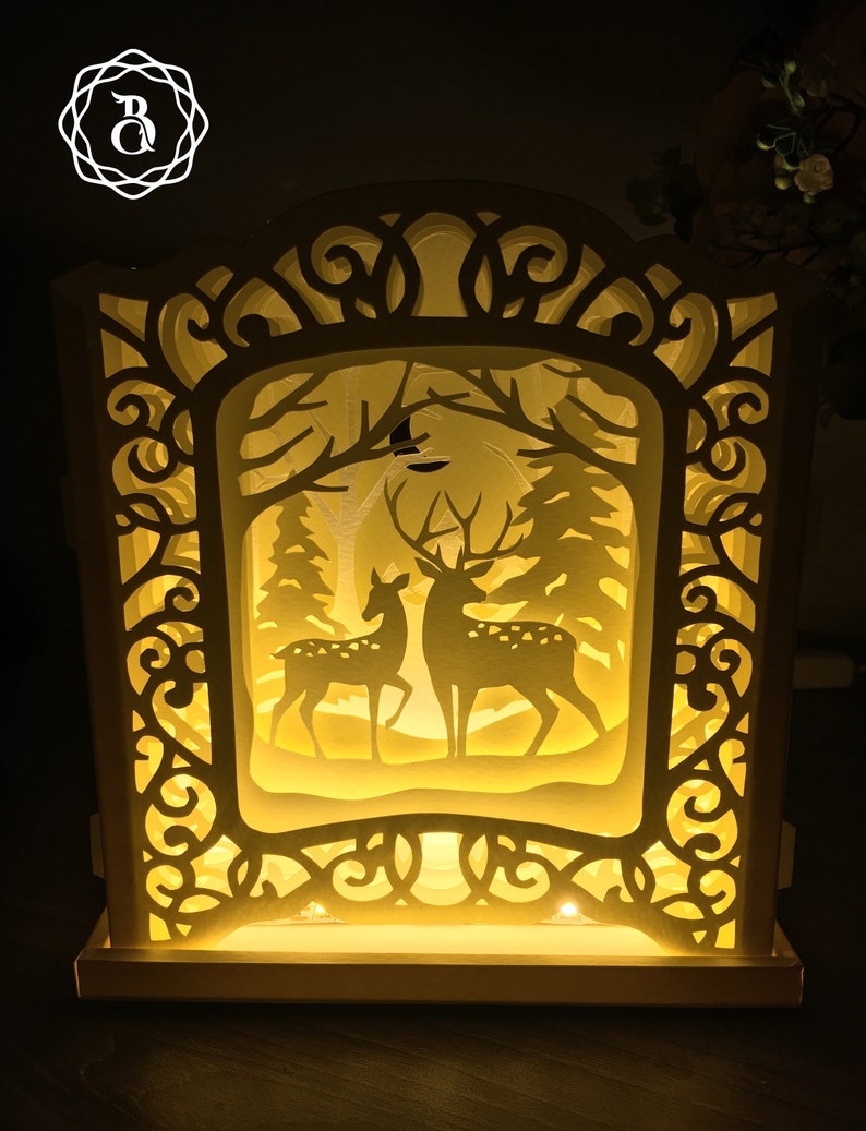 Merry Christmas Pop-up Card 3d Christmas Deer Paper Cutting - Etsy