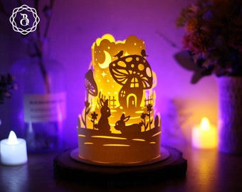 Easter Bunny Couple Paper Lantern SVG: DIY Template (Digital Download)