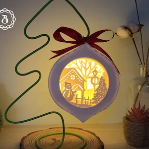 Christmas Lantern SVG: Snowman Ornament Shadowbox (Digital Download)
