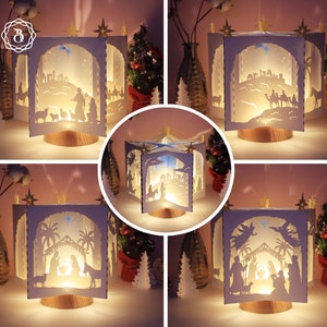 Geboorte van Jezus boek ster lantaarns 3D SVG, geboorte van Jezus DIY papieren lantaarns, kerstverhaal 3D papieren ster sjabloon