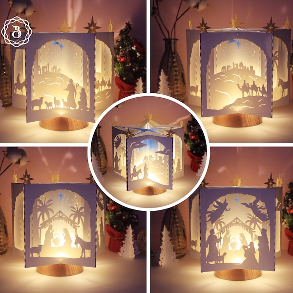 Nativity Of Jesus Book Star Lanterns 3D SVG, Birth Of Jesus DIY Paper Lanterns, Christmas Story 3D Paper Star Template