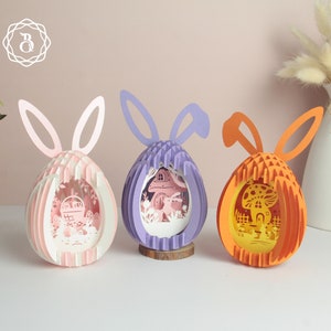 Combo de 3 articles Joyeuses Pâques oeufs Popup Mini - créations en papier de Pâques - fichiers SVG 3D oeuf de Pâques