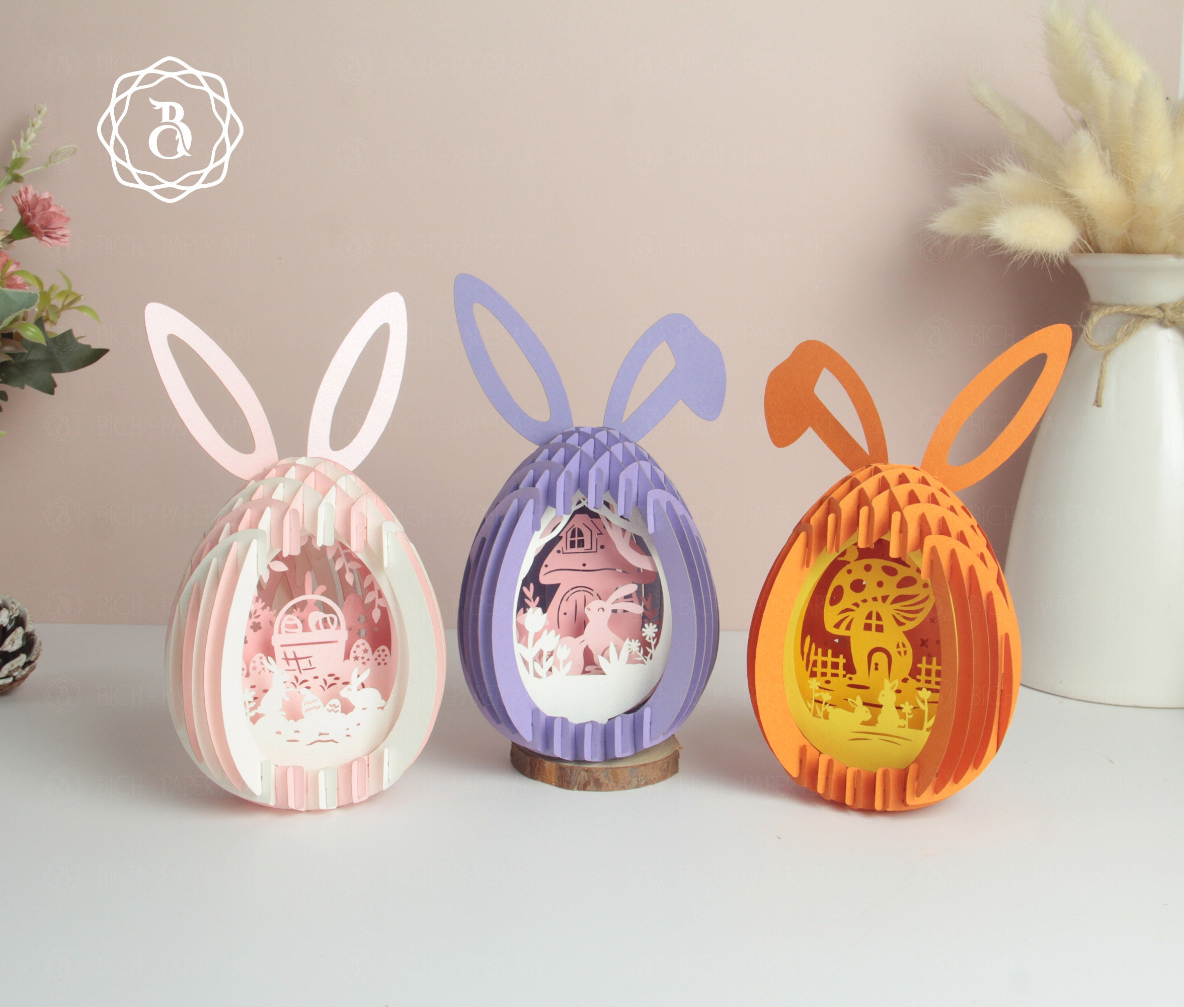 120 Pcs Paper Easter Eggs 3.2 Inch Easter Paper Mache Empty Eggs DIY