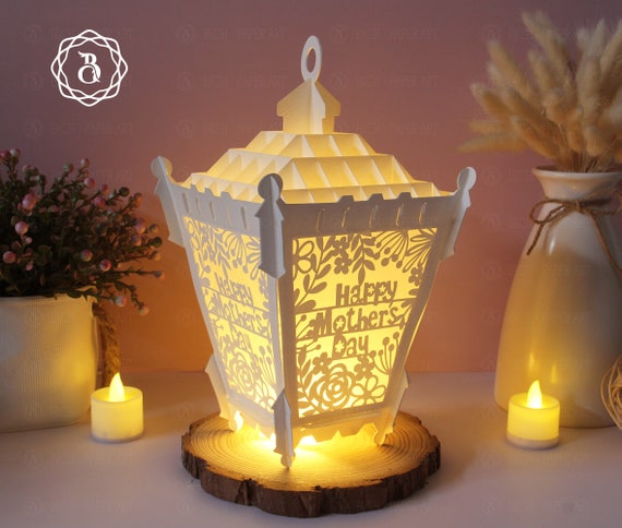 Happy Mothers Day Paper Cut Lantern: Tealight Holder SVG (Digital Download)