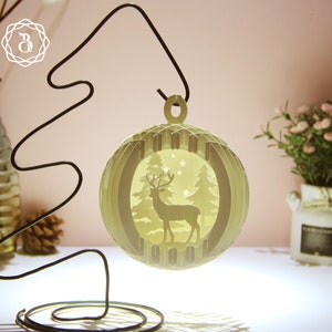 Herten 2 Sphere Popup Mini SVG - Merry Christmas Sphere Popup 3D - Kerstversiering
