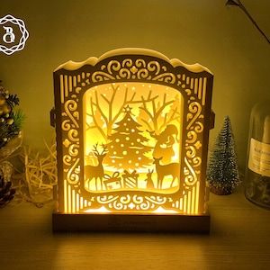 Pop-Up Card 3D Santa Claus With Christmas Tree - Paper Cutting For Christmas - Xmas Popup 3D Card - Merry Christmas Paper Cut Template