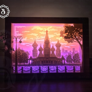 Moscow Light Box Template, Paper Cutting Template, 3d Shadow Box SVG Files, Scenic Spots Light box