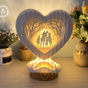 Familie Herz Pop Up 3D SVG - Scherenschnitt Vorlage - Familie Herz SVG Dateien - Herz Pop up Karte 3D - Kugel Popup SVG