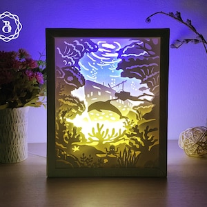 Beautiful Seabed Shadow Lightbox SVG Files, Seabed Paper Cutting Template, Light box SVG Files
