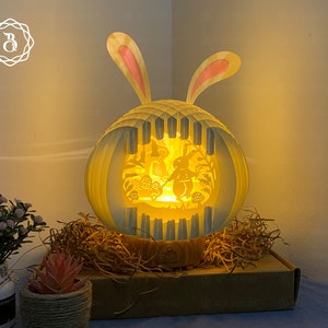 Lapin de Pâques sphère Popup 3D SVG - Super mignon lapin de Pâques SVG fichiers - Pâques SVG - décoration de Pâques