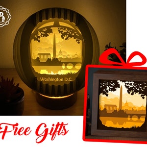 Washington D.C. Kugel Popup mit Lightbox Vorlage - Digitale Datei - Globus Popup - SVG-Dateien - Pop-up Karte 3D