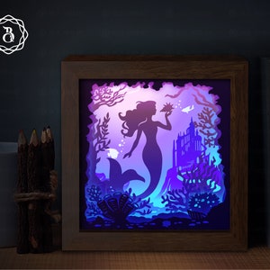 Mermaid Light Box Template: 3D Shadow Box SVG (Digital Download)