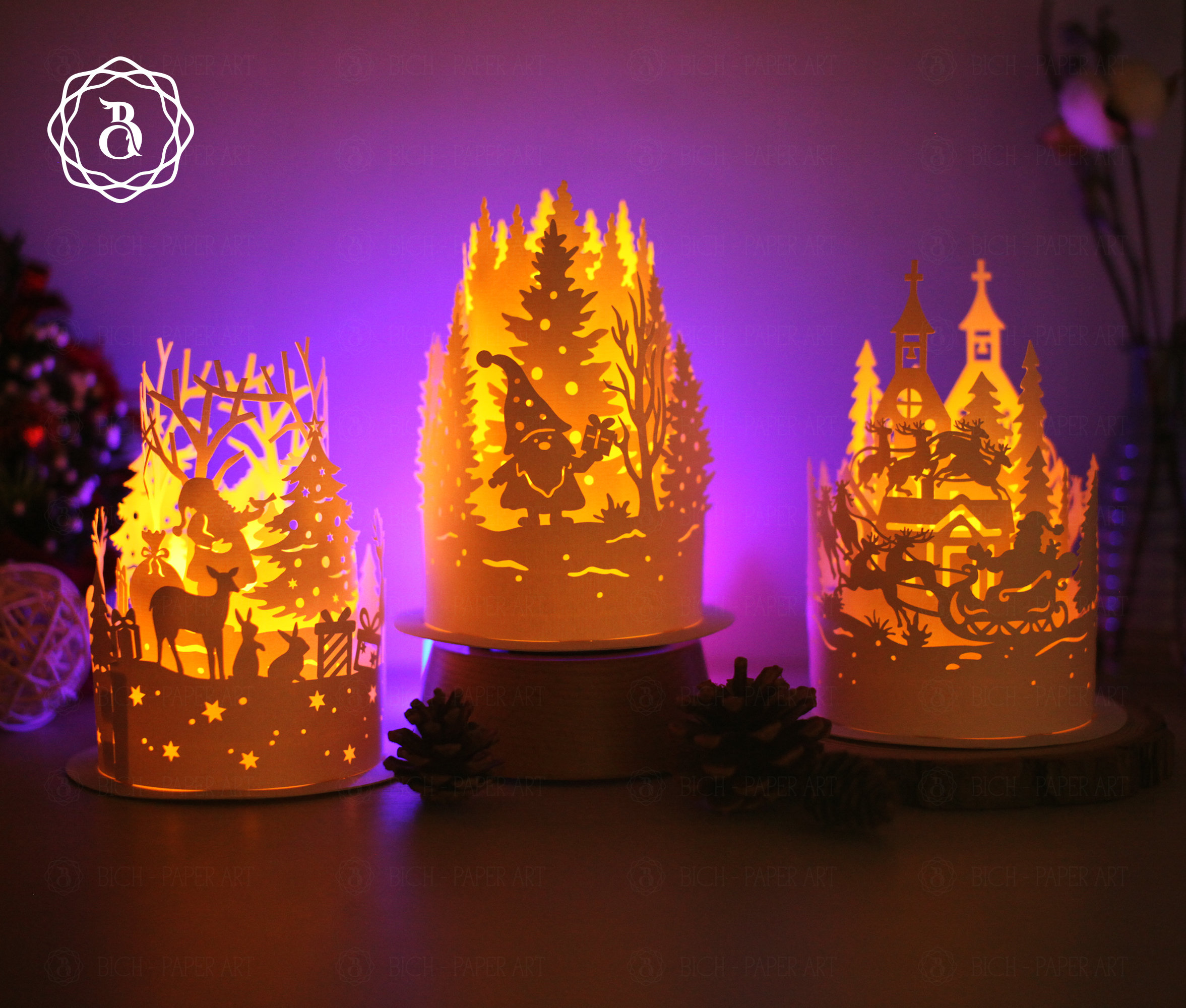 Combo 3 Items Paper Lanterns for Christmas Paper Cutting Etsy Australia